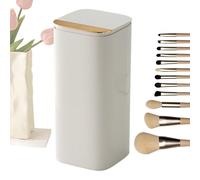 zwxqe Makeup Brush Organizer for Vanity, Automatic Lifting Brush Holder, Four Grid Storage Organizer, Beauty Tool Organizer with Lid, Cosmetic Tools Organizer, Make Up Brush Organizer with Lid