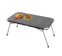 zwxqe Mesa plegable de aleación de aluminio, mesa de elevación plegable, mesa plegable con parches, mesa de camping para barbacoa, mesa de fogata, mesa portátil de aluminio, mesa plegable de camping