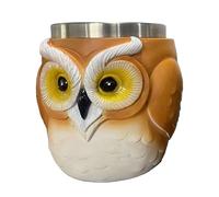 Zwxqe Owl Coffee Taza, Travel Cup, Resin Animal Craft with Stainless Steel Liner, Hot and Colds Drinks Container, Cute Desk Accessory for Travel Home Work Decor, 4,33 x 4,72 x 3,54 pulgadas