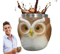 Zwxqe Owl Coffee Taza, Travel Cup, Resin Animal Craft with Stainless Steel Liner, Hot and Colds Drinks Container, Cute Desk Accessory for Travel Home Work Decor, 4,33 x 4,72 x 3,54 pulgadas