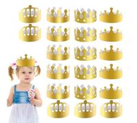 zwxqe Paper Crowns, 20 piezas Adjustable Emperor Crown Party Hats, Gold Paper Crowns in 4 Styles, King Charles III Coronation Social Event Cap for 2023 Crowning Celebration Decorations
