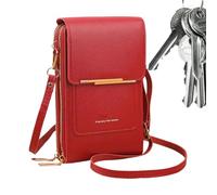 zwxqe Phone Sling Bag, Touch screen Zipper Pack, PU Leather Shoulder Pouch with Card Slot, Compact Carrier, Portable Travel Wallet for Passport and Mobile Lipstick Shopping