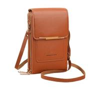 zwxqe Phone Sling Bag, Touch screen Zipper Pack, PU Leather Shoulder Pouch with Card Slot, Compact Carrier, Portable Travel Wallet for Passport and Mobile Lipstick Shopping