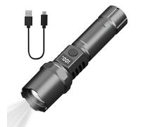 zwxqe Potente linterna para senderismo, linterna recargable, 3 modos, linterna de alto lúmenes, funciona con pilas, linterna de al aire libre, linterna LED de senderismo, linterna recargable