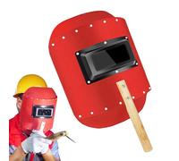 zwxqe Red Steel Paper Welding Shield Handheld, Portable Welder Helmet, Safety Face Shield Protector for Men Against Sparks and Debris in Metalworking and Construction
