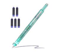 zwxqe Retractable Fountain Pen, Writing Tool Fountain with 5 Ink Cartridges, 0.38mm Fine Nib Sturdy Stationery for Calligraphy Doodling Journaling Note Taking School Supplies