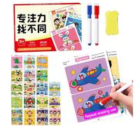Zwxqe Search and Find Cards, 64-Page Activity Card Set, Educational Sensory Toy, Includes 2 Dry Erase Markers for Preschool Kids, Girls, and Boys Ages 3-8