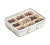 ZWxqe Seasoning Box, Divided Salt Container, Sugar Storage Box, Large Capacity Seasoning Box, 9 Grid Condiment Box, Kitchen Organizer, Multicompartment Container, Storage Box for Condiments