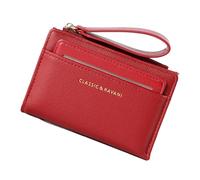zwxqe Short Wallet | Zipper Purse | Cash Wallet, Notes Zippered Wallet, Laced Card Holder, Compact Zipper Coin Purse, Lightweight Wallet with Lanyard, Wallet for Important Notes, Wine Red, Se référer