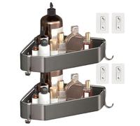 zwxqe Shower Shelf, Wall Mounted Bathroom Rack, Anti Slip Organizer, Triangular Storage Holder, Space Saving for Apartment Home Bathtub and Daily Shower Essentials, Aluminum Alloy