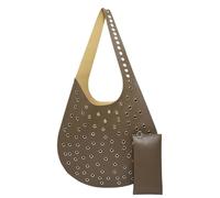 Zwxqe Sling Bag, Rivet Shoulder Bag for Women, Hollow Sling Bag, Fashionable Satchel Bag for Commuting, Daily Life, Travel, Stylish Commuter Bag Women, Hollow Design Shoulder Bag, marrón, Se