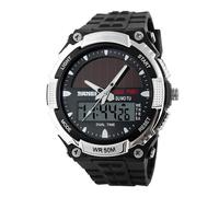 zwxqe Solar Watch, Mens Solar Powered Watches, Digital Wristwatch, Fashion Timepiece with Date Display, Durable Accessory for Boys Fitness Drive Field Work Dress and Sport Use, ABS
