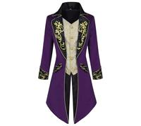 zwxqe Steampunk - Chaqueta de abrigo vintage para hombre, diseño gótico medieval Frock Coat, embroidery vintage gótico Steampunk Tuxedo, bestia traje chaqueta, circus Jacket for Men, vampiro traje de