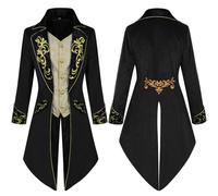 zwxqe Steampunk - Chaqueta de abrigo vintage para hombre, diseño gótico medieval Frock Coat, embroidery vintage gótico Steampunk Tuxedo, bestia traje chaqueta, circus Jacket for Men, vampiro traje de