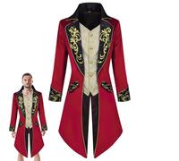 zwxqe Steampunk - Chaqueta de abrigo vintage para hombre, diseño gótico medieval Frock Coat, embroidery vintage gótico Steampunk Tuxedo, bestia traje chaqueta, circus Jacket for Men, vampiro traje de