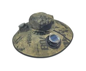 Zwxqe Sun Hat, Bucket Fishing Cap with Built in Fan, UV Blocking Wide Brim, Recargable Cooling Headwear with 3 Wind Speeds for Outdoor Use, Traveling, Hiking, Trekking, Khaki and Green