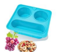 zwxqe Travel Snack Tray, Divided Serving Tray, Silicone 3 Compartments Container, Reusable Plate, 6.1x5.39x1.81 inches, Food Organizer for Camping Picnic Party Kids Use