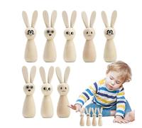zwxqe Unfinished Wooden Bunny, Animal Doll Set of 8, Blank Peg Dolls for Painting, Easter Rabbit Statues, 18 x 0,98 pulgadas Bunny Figurines for Arts and Crafts Projects