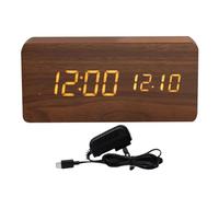 zwxqe Wooden Alarm Clock Ajustable Brightness Clock Digital Clock for Bedside LED Clock Modern Wood Clock Stylish Alarm Clock Battery Operated Clock Digital Time Display Minimalist Design
