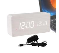 zwxqe Wooden Alarm Clock Ajustable Brightness Clock Digital Clock for Bedside LED Clock Modern Wood Clock Stylish Alarm Clock Battery Operated Clock Digital Time Display Minimalist Design