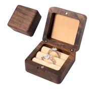 Zwxqe Wooden Ring Box, Double Slot Jewelry Organizer for Wedding, Double Slots Wooden Wedding Ring Box, Engagement, and Proposal, Compact and Elegant Storage for Women, Ceremony, Special Keepsake