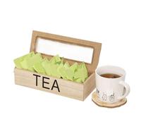 Zwxqe Wooden Tea Bag Box, Vintage Tea Storage Container, Decorative Wooden Holder for Organizing Accessories in Bedroom, Brew Room, Living Area and Study