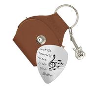 ZWYYW Púa de guitarra grabada de acero inoxidable, citas de cantante "Just Be Yourself There Is No One Better", regalo para amigos, fanáticos, guitarristas, regalos de cumpleaños