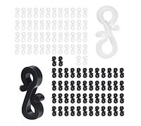 ZWZNBL 100 mini ganchos de plástico para canalones, negro y blanco, ganchos de clip en S, ganchos de luces al aire libre para bodas, Navidad, Halloween, jardín, árbol, decoración del hogar