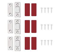 ZWZNBL 3 cierres magnéticos ultrafinos para puerta, imanes adhesivos con tornillos, imanes de puerta para puerta corrediza, cocina, ventana, armario, color plateado