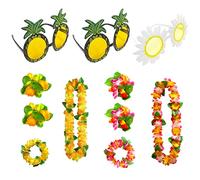 ZWZNBL Conjunto de guirnalda hawaiana de 11 piezas, collar guirnalda hawaiana, pulsera y diadema, gafas hawaianas, juego de decoración de fiesta tropical para fiesta temática, etc.