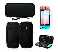 ZWZNBL Estuche Compatible para Nintendo Switch y Switch OLED, Estuche de Transporte portátil Protector Negro, con película de Pantalla templada