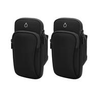 ZWZNBL: Pack de 2 brazaletes para teléfono móvil, bolsa de deporte, deporte al aire libre, brazalete con conector para auriculares y dos bolsillos para correr, fitness (negro)