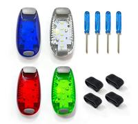 ZWZNBL Paquete de 4 Luces de Seguridad, Luces estroboscópicas con Clip para Correr por la Noche, montañismo, Ciclismo, Rojo, Blanco, Azul, Verde