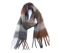 Zxarunas Bufandas de invierno Bufanda grande y gruesa a cuadros de colores, bufanda extragrande con borlas, suave, for otoño e invierno, chal grueso y cálido for mujer(Caf)