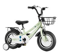 Zxarunas Coche sin Pedal Bicicleta con Cesta for niños de 2 a 12 años, de 12 a 18 Pulgadas, con Ruedas de Entrenamiento y Pedales, for niño y niña, Twister Coche(Green1,18inch)