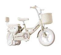Zxarunas Coche sin Pedal Bicicleta Infantil For Niñas De 12 A 20 Pulgadas, con Serpentinas, Timbre Y Cesta, Asiento Trasero Y Barandilla, Pedales. Twister Coche(Beige,16inch)