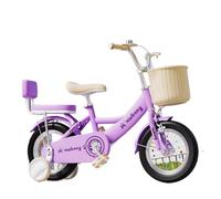 Zxarunas Coche sin Pedal Bicicleta Infantil for niñas de 3 a 10 años, de 12 a 20 Pulgadas, con serpentinas, Timbre y Cesta. Twister Coche(Purple1,14inch)