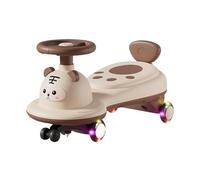 Zxarunas Coche sin Pedal Ride On Wiggle Car con Flash Wheel Scooter for niños Juego de Juguetes deslizantes mecedores for niños y niñas for Jugar en Interiores y Exteriores Twister Coche(Bruin)