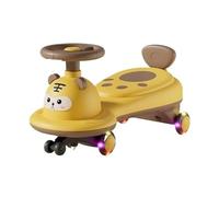Zxarunas Coche sin Pedal Ride On Wiggle Car con Flash Wheel Scooter for niños Juego de Juguetes deslizantes mecedores for niños y niñas for Jugar en Interiores y Exteriores Twister Coche(Geel)