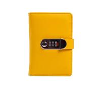 Zxarunas cuaderno Cuaderno A6 de 160 x 11 mm con cierre de seguridad, bloc de notas de cuero, 128 páginas, tapa dura, for hombres y mujeres, material de oficina y estudio. cuaderno notas(Geel)