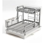 Zxarunas Dish Drying Rack 2 Tier Space-Saving Dish Rack Multifunctional Dish Drainer for Kitchen Counter with Drainboard