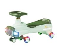 Zxarunas Divertido Coche Scooter Iluminado con música, Ruedas iluminadas, Faros realistas, Sistema antivuelco y función de balanceo.(Groen)