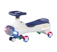 Zxarunas Divertido Coche Scooter Iluminado con música, Ruedas iluminadas, Faros realistas, Sistema antivuelco y función de balanceo.(Donker Blauw)
