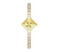 Zxarunas Exquisito Reloj de Cuarzo Ligero de Lujo con Pulsera de Color Diamante, Esfera Cuadrada Informal, es un Regalo de Moda for Mujeres.(Gold White Gold Flour)
