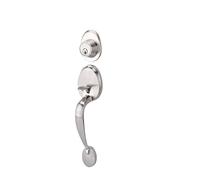 Zxarunas Manija de puerta delantera moderna de mediados de siglo con manija exterior con moldura de palanca colonial con cerrojo y llave Manillas(Silver)
