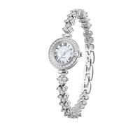 Zxarunas Reloj de Cuarzo Informal con Diamantes incrustados, Resistente al Agua, con Correa de Acero Desmontable, Reloj de Pulsera Redondo, un Gran Regalo for Mujeres.(Silver)