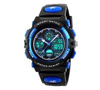 Zxarunas Reloj de Pulsera Reloj electrónico de Doble Movimiento, Deportivo, Digital, multifunción, Luminoso, Resistente al Agua, for Hombre. Reloj(BLU)