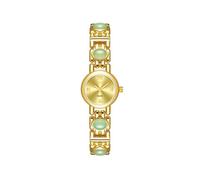 Zxarunas Reloj de Pulsera Vintage Resistente al Agua con aventurina Natural, Reloj Redondo de Cuarzo, Ideal for Novia y Esposa, (Gold)