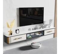 Zxarunas Soporte Flotante for TV con Puertas, Unidad de Pared for TV montada en la Pared, Debajo del Estante Multimedia con Almacenamiento for Dormitorio y Sala de Estar(Weiß,120cm)