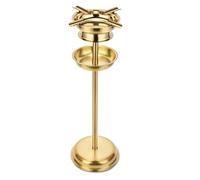 Zxarunas Tall Outdoor Floor Standing Cigar Ashtray Stable Stainless Steel Standing Ashtray with Detachable Accessory Tray(Gold)